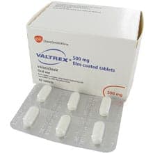 Valtrex 500 mg kalvopäällysteiset tabletit 42 kpl tuotepakkaus laatikossa