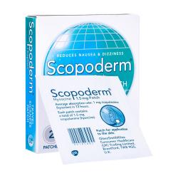 Scopoderm tuotepakkaus ja 1,5 mg laastari