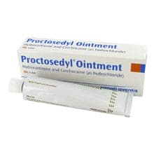 Proctosedyl 30 g rektaalivoide tuotepakkaus ja voidetuubi