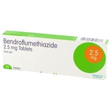Boite de Bendroflumethiazide comprimés 2.5 mg