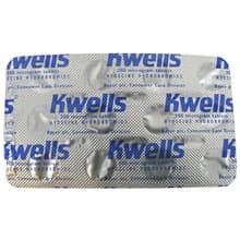 Vue arrière du blister de comprimés Kwells 300 mcg