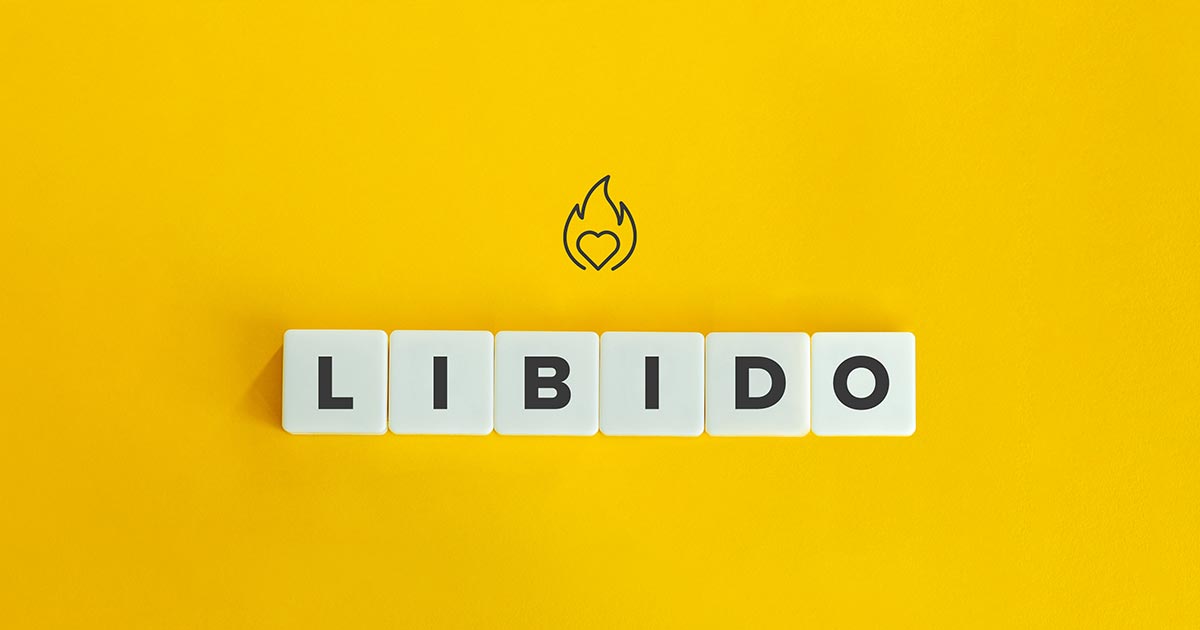 Libido-banner på gul bakgrunn.