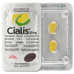 Cialis 20 mg (Lilly) i blisterpakning, foran og bak
