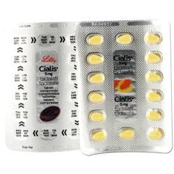 Cialis 5 mg (Lilly) i blisterpakning, foran og bak