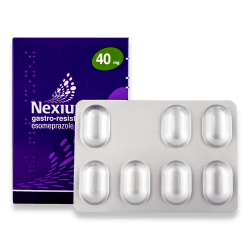 Pakke med 28 Nexium Esomeprazol gastroresistente 40 mg tabletter med en blisterpakke