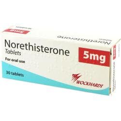 Pakke med 30 Noretisteron 5 mg tabletter