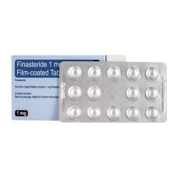 14 Finasterid 1 mg filmdrasjerte tabletter i blisterpakning foran esken