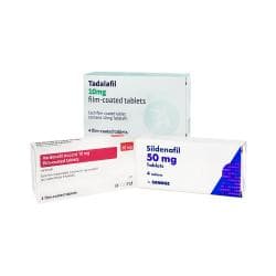 Pacote Inicial para Impotência, 4 comprimidos de cada Sildenafil 50mg, Tadalafil 10mg e Vardenafil 10mg