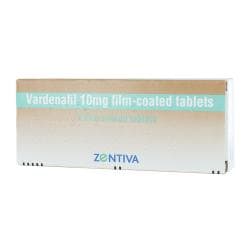 Embalagem Vardenafil 10mg, 4 comprimidos revestidos por película