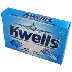 Caixa de comprimidos para cinetose Kwells 300 mcg