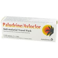 Embalagem Paludrine/Avloclor (Proguanil Hydrochloride 100g/Coloroquine Phosphate 250 mg) 112 comprimidos