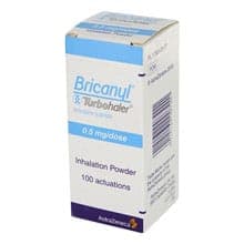Embalagem de Bricanyl inalador para asma