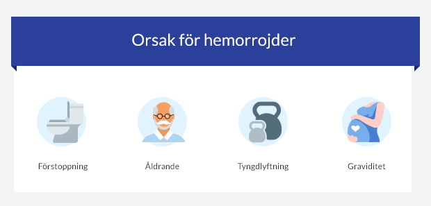 Grafik som visar 4 vanliga orsaker till hemorrojder