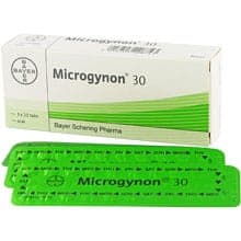Paket med Microgynon® 30 tabletter för oral användning med blisterrand