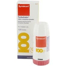 Paket som innehåller 120 doser Symbicort® Turbuhaler® 100/6 Inandningspulver